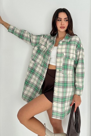 Uzun Oduncu Gömlek Yeşil Yeşil