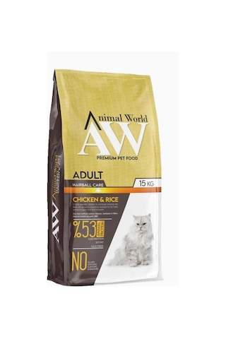 Animal World Hairball Tüy Yumağı Önleyici Tavuklu Yetişkin Kedi Maması 15 KG