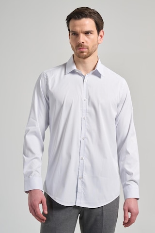 İmza Beyaz Uzun Kol Desen Yarım İtalyan Yaka Cepsiz Esnek Classic Slim Fit Gömlek 1004245217 Beyaz