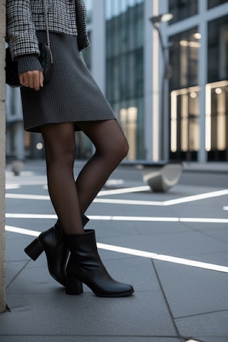 Kadın Rozi Küt Burunlu Topuklu Streç Bot Siyah