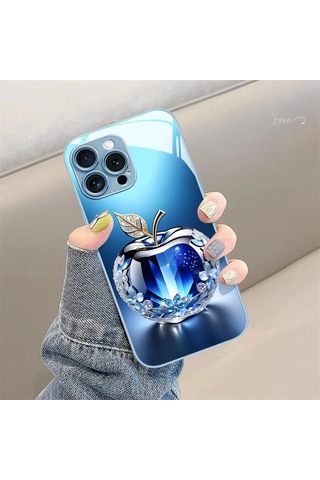 Willowhaven Mavi Kristal Elma Desenli iPhone Uyumlu 16 Pro Max Kılıf Lüks  Seçeneği