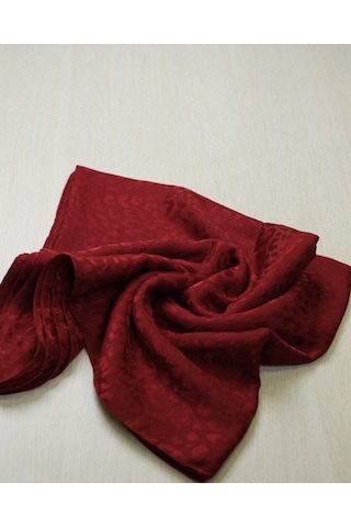 Laurel Scarf Leopar Desen Pamuk Ayrobin Jakar Şal Kırmızı