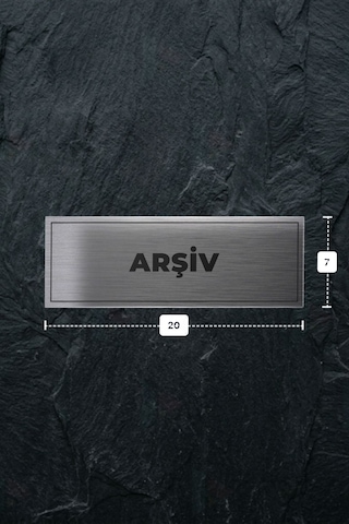 Arşiv Yazılı - Metal - Gümüş Renk - Kapı İsimliği - 20x7 Cm