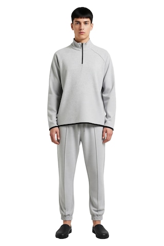 Ersefa Kadin Ottoman Dokulu Fermuarli Sweatshirt Ve Pantolon Ev Giyim Ta gri