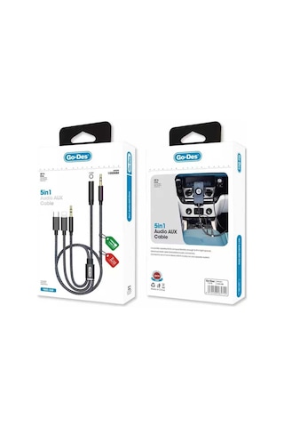 Go Des GAC-368 5 in 1 Aux Audio Ses Kablosu Tak-Çalıştır - 3.5mm (Erkek/Dişi) & Type-C & Lightning - ZORE-220423