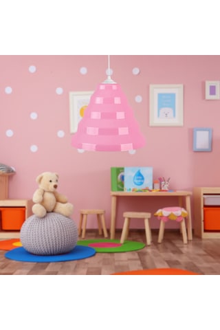 Bolton Tekli Pembe Mika Sarkıt Çocuk Odası Avize Antre Hol Cafe Aydınlatma Pembe