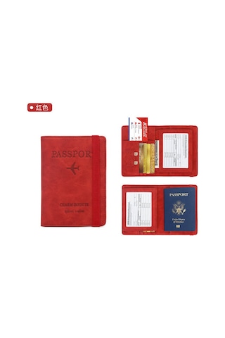 Yifomall Kahverengi Rfıd Anti-canıklama Pasaport Çantası - Aşı Kartı, Bilet Ve Belgeler İçin Çok Fonksiyonlu Seyahat Deri Cüzdanı