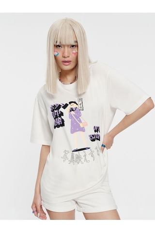 LOFT Loose Fit Kadın Tshirt K.kol Lf2035001 Q1.v1 Beyaz