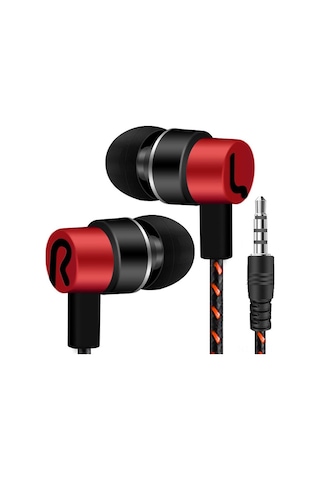 Youtek Güneşte Parlayan Fiber Kablolu In-ear Kulaklık, Gürültü Engelleme, Kaliteli Stereo Ses, 3.5mm Bağlantı, Kırmızı
