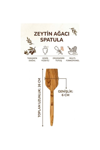 Kamptek Zeytin Ağacı El Yapımı 2'li Mutfak Seti - Doğal Ahşap Spatula Ve Servis Sunum Gereci Ahsap