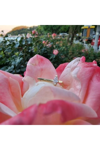 0,40Ct Mekik Taşlı Pırlanta(Signty Taşlı)Kare Kol Tasarım 14 Ayar 552950215