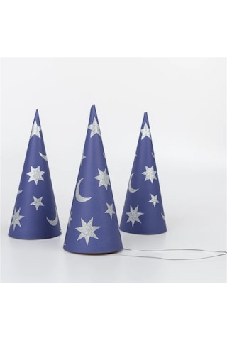 Meri Meri - Wizard Party Hats & Wands - Sihirbaz Parti Şapkaları & Sihirli Değnekler 6lı 3+ Yaş