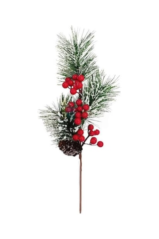 45 Cm Berry Demeti Kozalaklı Karlı Yılbaşı Çam Dalı Dekoratif Dal