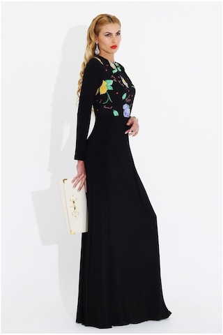 Nidya Moda Büyük Beden Elbise-4046S Siyah