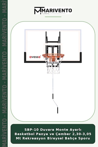 Sbp-10 Duvara Monte Ayarlı Basketbol Panya Ve Çember 2,30-3,05 Mt Rekreasyon Bireysel Bahçe Sporu