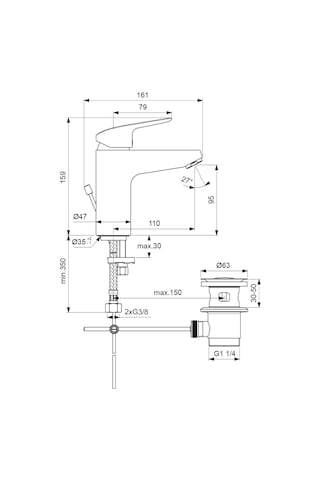 Ideal Standard Ceraflex Grande Lavabo Bataryası Sifon Kmndsz B1714Aa