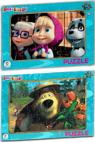 Maşa Ile Koca Ayı 2'Li Frame Puzzle/Yapboz (24+48 Parça)