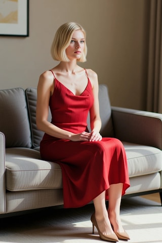 Benerly Kadın Triko Maxi Elbise Kare Yaka Kolsuz Bodycon Kalıp Düz Desen Kırmızı