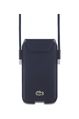 Lacoste Lisanslı Çapraz Vücut Askılı Pu Pike Desen 6.7 İnç'e Kadar Universal Kılıf Lacivert