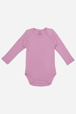 Arma Yıldız %100 Organik Pamuklu Pembe Uzun Kollu Bebek Body 5'li Paket Pembe