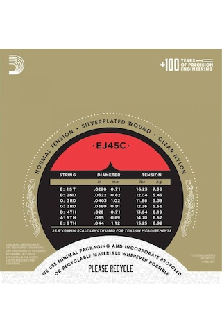 D'Addario Ej45C Pro-Arte Composite Normal Tension Klasik Gitar Teli