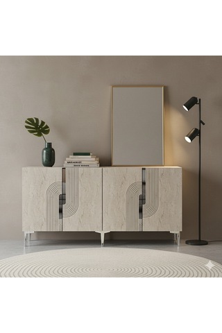 Ka1516bts Meyra Konsol Ve Tv Sehpası Beyaz-traverten-silver 150cm