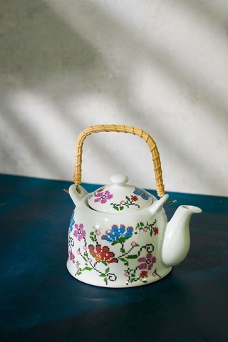 Prydml-2 Miss Betty Emaye Hasır Saplı Porselen Demlik 001