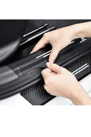 Point Araç İçi Karbon Kapı Eşik Bandı Kapı Eşiği Folyo  Hava Kanallı İthal 4'lü Set -