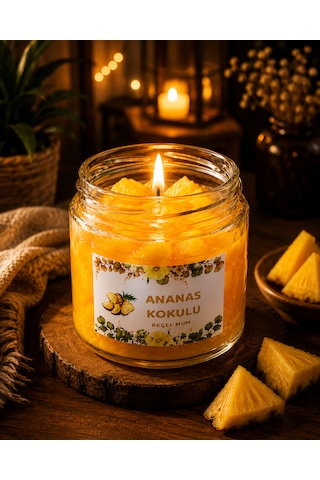Reçel Mum Ananas Kokulu Mum Dekoratif Mum Sarı Reçel Mum Ananas Kokulu Mum Dekoratif Mum Sarı