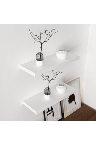 Minarmobilya Minar Gizli Tutuculu 2'Li Duvar Rafı 60 Cm - M.Beyaz