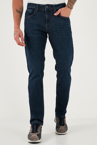Buratti Streç Pamuklu Comfort Fit Yüksek Bel Boru Paça Jeans Erkek Kot Pantolon 4413C41Texas Lacivert