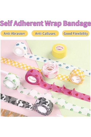 Springsun Okul Çocukları İçin 4 Lü Kendinden Yapışkan Kohezif Bandaj - Dokumasız, Nefes Alabilir, Antinasır 2.5cmx4.5m