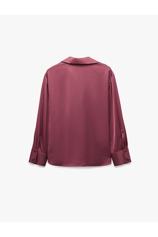 Koton Regular Fit Uzun Kollu Düğmeli Klasik Yaka Saten Gömlek Bordo 7wak60013uw