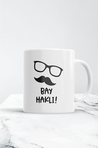 Bay Haklı Kupa Bardak Beyaz