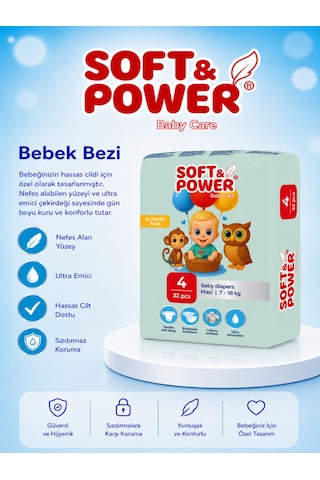 Bebek Bezi No:4 Maxi 7-18 Kg 32'li 10 Paket 4 Numara