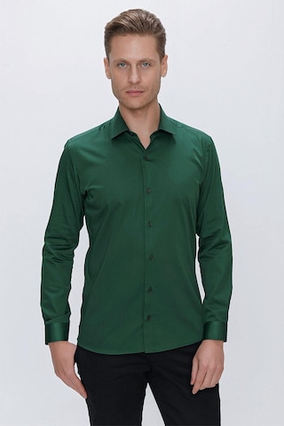 Efor Gk 669 Slim Fit Yeşil Klasik Gömlek Yeşil