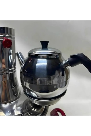Çelik Demlik 1 Litre Yanmaz Kulp Her Semavere Uyumlu Krom