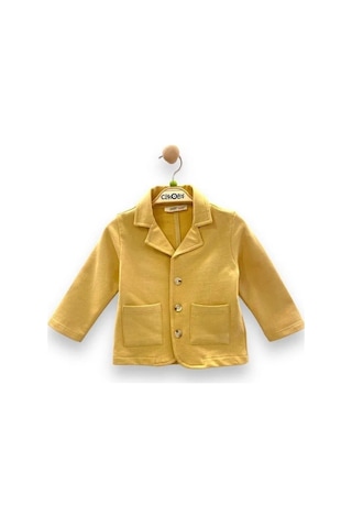 Erkek Bebek Örme Hırka Ceket-13809 Hardal