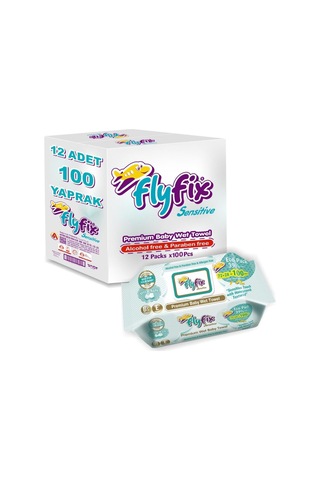 Flyfix Sensitive 12 Li 1200 Yaprak Saf Islak Mendil Bebek Havlusu