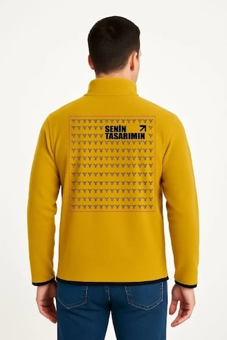 Defymoda Arka Polar Kazak Dik Yaka - Sarı