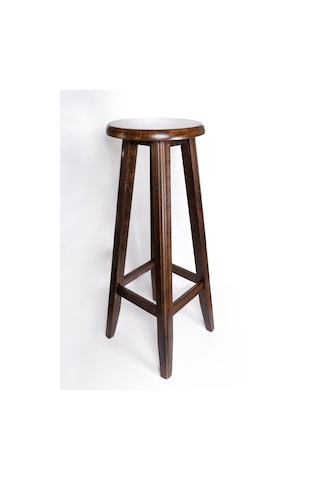 Şık Ve Dekoratif Ahşap Yüksek Yuvarlak Bar Taburesi 50 CM