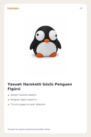 Yasuah Hareketli Gözlü Penguen Figürü