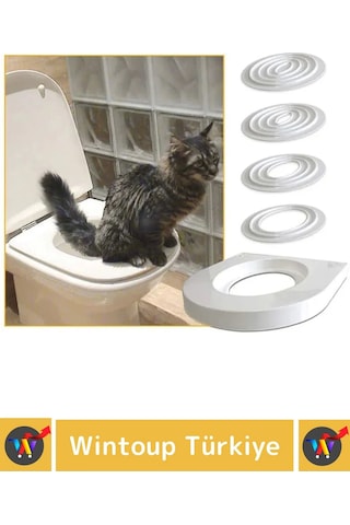 Wintoup Premium Kedi Klozet Alıştırma Kapağı Kum Kabı Wc Yavru Yetişkin Kedi Hijyenik Tuvalet Eğitim Seti