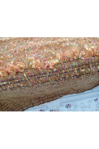 Tavşan Tüyü El Dokuma Çift Kişilik Yatak Örtüsü 280x260 -kremit Kiremit