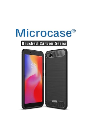 Microcase Xiaomi Redmi 6A Brushed Carbonfibersilikontpu Kilif+Cam 277550567 - Seçenek / Cam Koruma-Cam Istiyorum