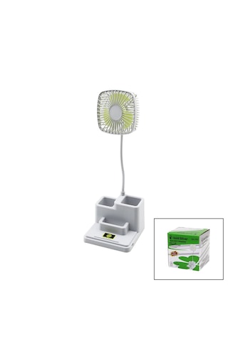 Kalemlikli Masaüstü Vantilatör Usb Şarjlı Fan:8.9cm- Akrobat Ayak 23cm+kalemlik:36.5cm Telefonluk Gs-270 5492