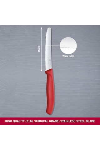 6.7831 Swissclassic 11cm Domates & Sosis Bıçağı, Paslanmaz Çelik Kirmizi, Classic