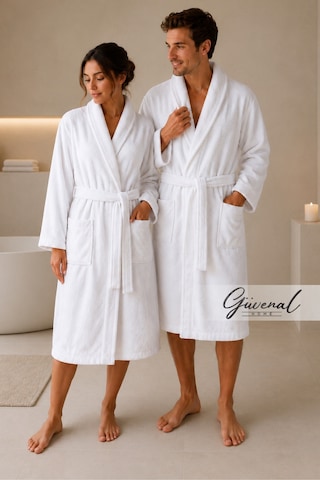 Blanc 2 Adet Pamuklu Unisex Bornoz Otel Bornozu Erkek Havlu Bornoz Kadın Havlu Bornoz Sauna Bornoz Sabahlık 2'li Beyaz