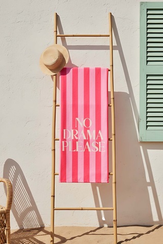 No Drama Please Çizgili Plaj Havlusu 70x150 Cm Pembe