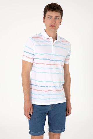 U.S. Polo Assn. Erkek Regular Fit Polo Yaka Beyaz Çizgili Tişört 50299642-VR013